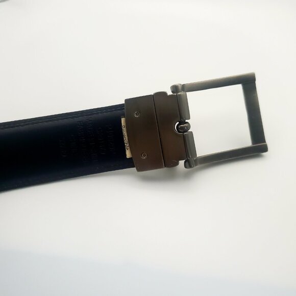 Perry Ellis Reversible Belt Brown & Black Belt Ornate Metal Accent Dressy Casual - Picture 8 of 10